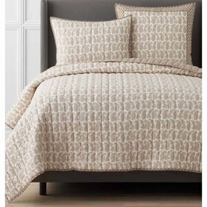 The Company Store VILLA D’ASCOLI Jiya Reversible Quilt - Taupe, Full/Queen New